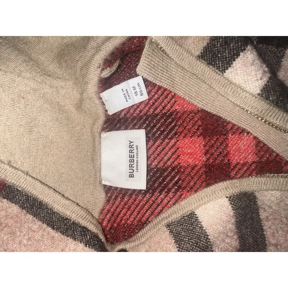 Burberry wool check zip-up hoodie and matching pants set Toddler Size 18 Months